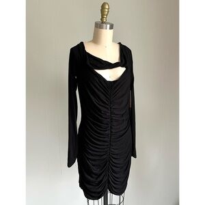 Revolve Bailey 44 Arya Bodycon Dress XL Black Ruched Stretchy Off‎ the Shoulder